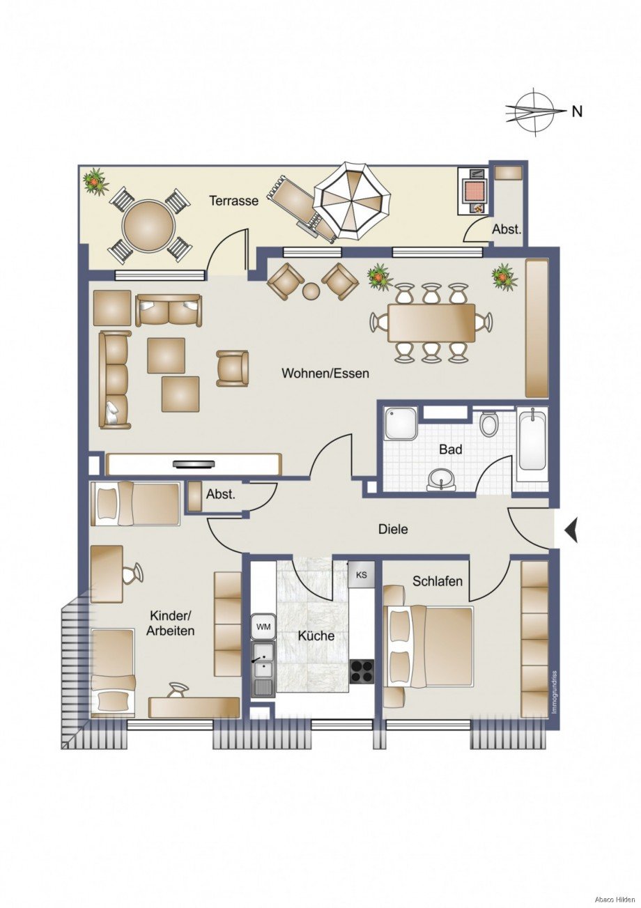 Grundriss Penthouse-Wohnung Etagenwohnung Hilden